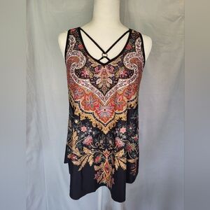 Mobiliy | Metal Ring Multi Color Bathing Tankini Top | Size M New Without Tags
